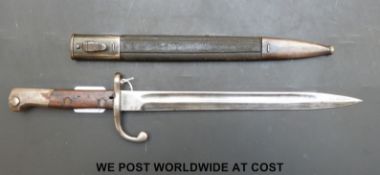 A WWI era bayonet and scabbard, probably German, no.