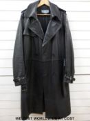 An Alexander McQueen gentleman's black leather trench coat,
