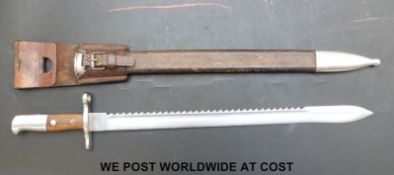A 1914 pattern Swiss saw back engineer's bayonet by Waffenfabrik Neuhausen, stamped 14343 to hilt,