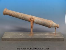 A 17thC / 18thC cast iron cannon, probably Naval,