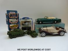 A Triang Minic Bentley Continental in original box, a Burago Mercedes, Matchbox Toys,