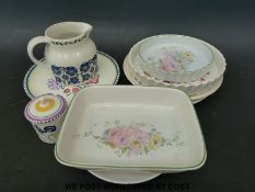 A group of Poole Pottery to include mustard pot, dinner plates, dishes etc.