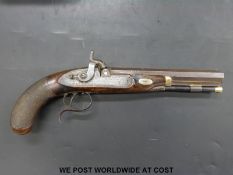 George Brown London 28 bore percussion hammer action target pistol with 21.