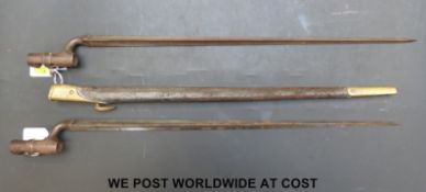 A British 1853/72 socket bayonet, to fit Martini Henry rifle,