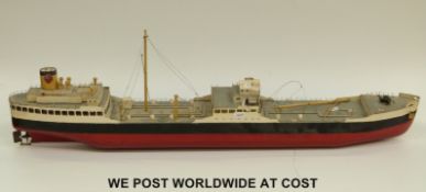 A scratch built model of a ship with electric motor, 95cm long.