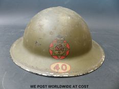 WWII National Fire Service helmet with 40 decal below