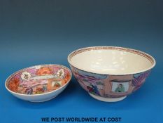 A 19th /20thC Chinese bowl and saucer with figural decoration