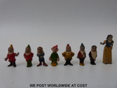 A set of Britains Snow White and the Seven Dwarfs hollow cast lead figures,