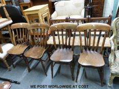 Four 19thC elm-seated chairs
