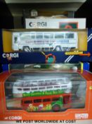 Twelve Corgi diecast model bus sets, and lorries including Superhaulers,
