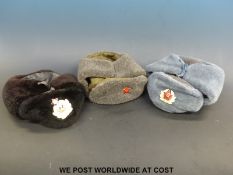 Three Russian military style hats