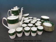 A quantity of Spode 'Green Velvet' china comprising two coffee pots, two cream jugs,