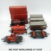 Hornby 0 gauge M1 Goods Train set together with various locomotives wagons and accessories.