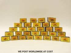 Thirty Matchbox Moko Lesney 1-75 series diecast model vehicles, 12 17x8, 19, 22, 30, 31, 32, 33, 36,