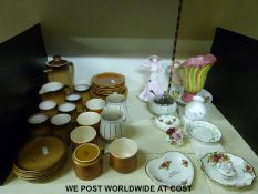 A collection of tea and coffee ware c1970's including Hornsea 'Saffron', Honiton, Devon pottery etc.