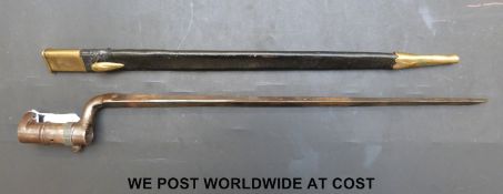 A British 19thC socket bayonet with triangular section blade,