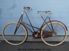 A circa 1913/14 Pedersen ladies bicycle, frame number 7772, with three speed hub gear,