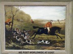 Oil on board of hunting scene 21.