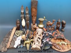 A collection of carved African artefacts