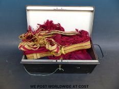 A quantity of Victorian and later military badges including a Victorian general service belt,