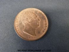 William IV 1837 half penny VF with some lustre