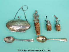 A hallmarked silver purse length 11cm,