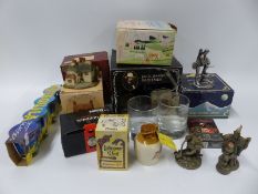 A box of alcohol related items to include two Guinness egg cups, four tequila glasses,