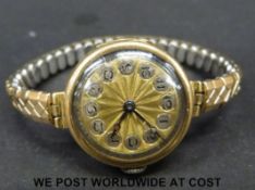 Tavannes Watch Co 18ct gold ladies wristwatch with blued Breguet hands,