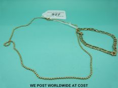 A 9ct gold necklace made up of small spheres and a 9ct gold bracelet (11g)