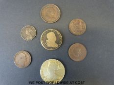 A George III one stiver 1813 token, an 1821 Joannes VI Utilitati Publice,
