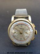 Kelbert gentleman's chronograph wristwatch with gold hands and red, black and blue markers,