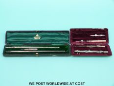 A Sampson Mordan white metal pen and a matching pencil in original Skinner & Co box with a