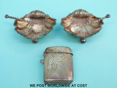 A pair of Victorian hallmarked silver shell salts, Birmingham 1899 maker Samuel Edward Breakspear,