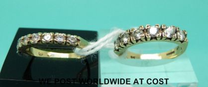 Two 9ct gold rings set with cubic zirconia (size K)