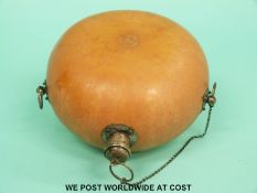 A white metal mounted gourd flask,