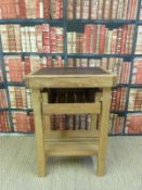 An oak butchers block with hardwood panel,