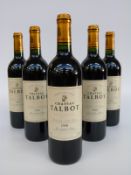 Chateau Tolbot 1998 red wine, five bottles, each 750cl,