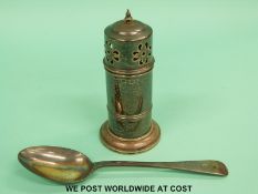 An Art Deco hallmarked silver sugar caster, Birmingham 1933, height 13.