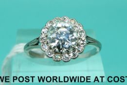 A Victorian platinum ring set with an old English cut diamond of approximately 1.