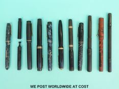 A collection of fountain pens to include Duro pen, Conway Stewart Burnham No.