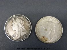 A 1900 veiled head Victorian crown together with a 1937 George VI crown