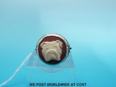 A silver ring by Stephen Webster for Wedgwood depicting a bulldog