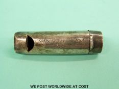 A Victorian hallmarked silver novelty vesta case in the form of a whistle,