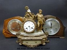 Two c1930's mantel clocks, one two train and one Enfield three train,