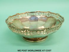 A hallmarked silver pedestal bowl with pierced decoration