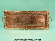 An Arts and Crafts style hand made copper two handled tray.