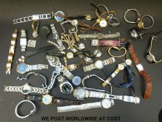 Over 100 various vintage and modern ladies and gentleman's wristwatches.