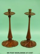 A pair of mahogany Art Nouveau style candle sticks (height 39cm)