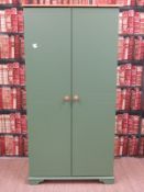 A green chest of three drawers (H74xW82xD46cm) and matching wardrobe (H182xW93xD59cm)