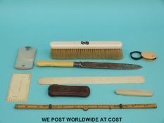 A quantity of ivory and other collectibles to include mother of pearl and ivory dance memoir set,